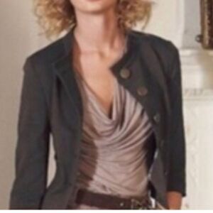 Anthropologie Cartonnier Black All Along Knit Military Jacket Blazer XS